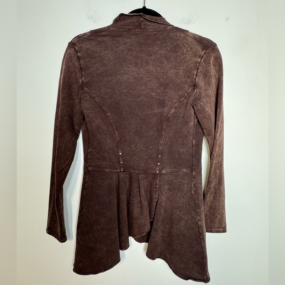 TESTIMONY LA BROWN STONEWASHED FRENCH TERRY COTTON LONG JACKET - Picture 2 of 5